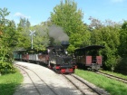Fahrt durch den Bahnhof Baumschulsee mit einem bunten Zug [2011]