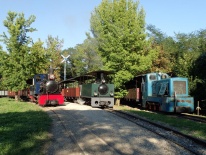 Alle drei Lokomotiven stehen wieder nebeneinander im Bahnhof Baumschulsee [27. August 2016]