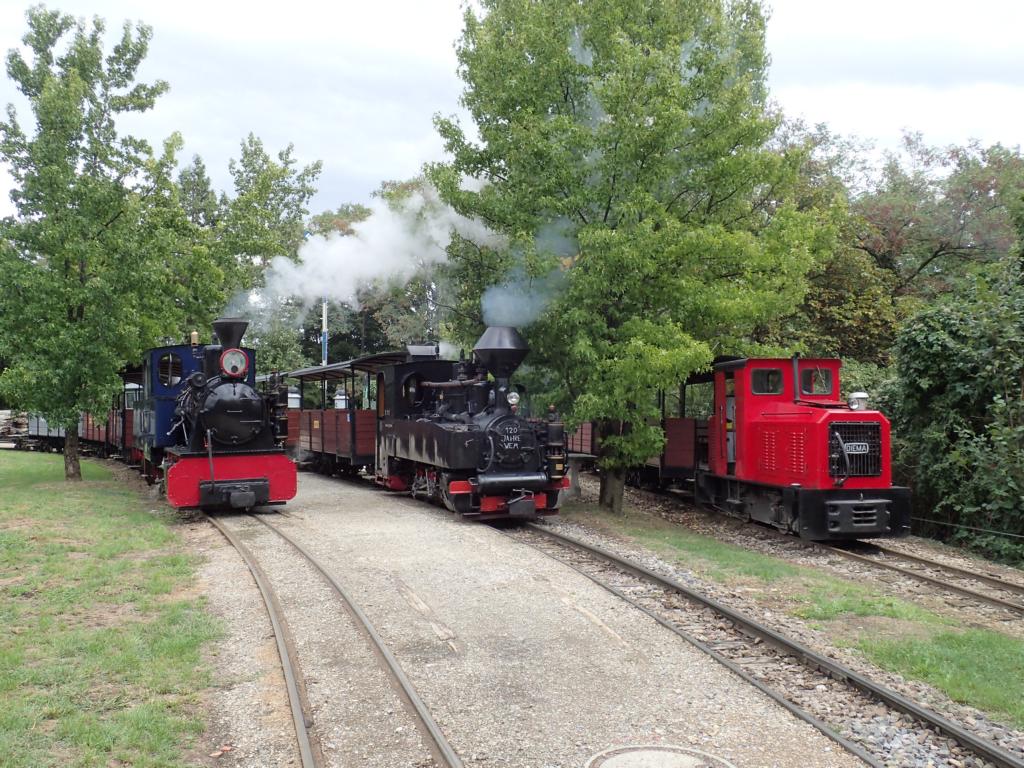 Die drei Züge stehen im Bahnhof Baumschulsee bereit [6. September 2015]