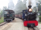 Die Sequoia überholt mit ihrem Zug im Bahnhof Baumschulsee den Lukas [9. September 2017]