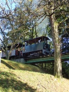 Der Einschnitt bei der kleinen Brücke ermöglicht einen Blick von unten auf den Lukas [14. Oktober 2017]
